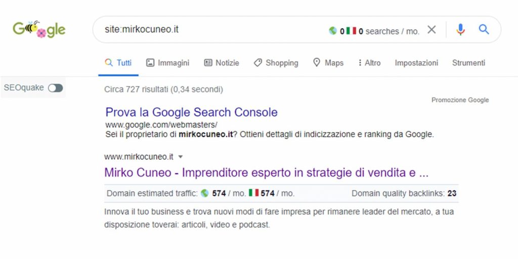 indicizzazione sito su google - verifica