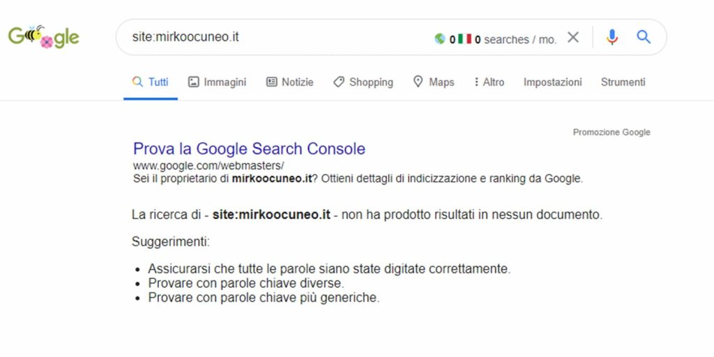 indicizzazione sito su google