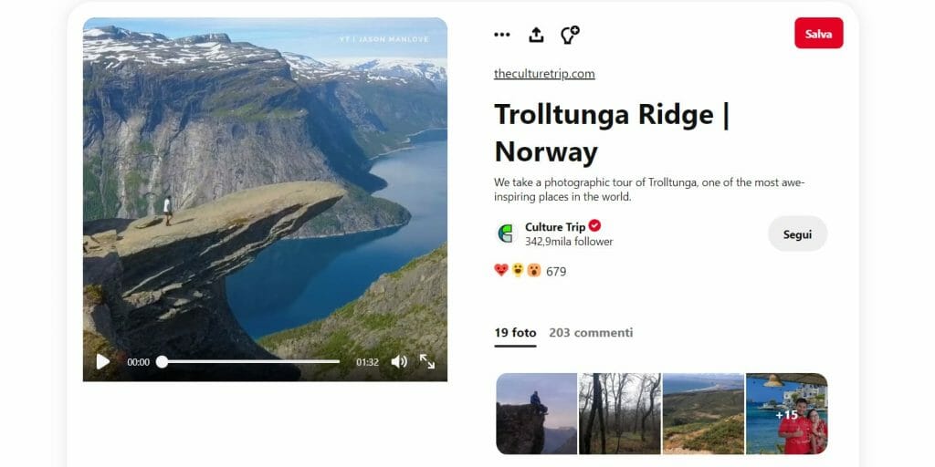 pinterest - esempio di videdo